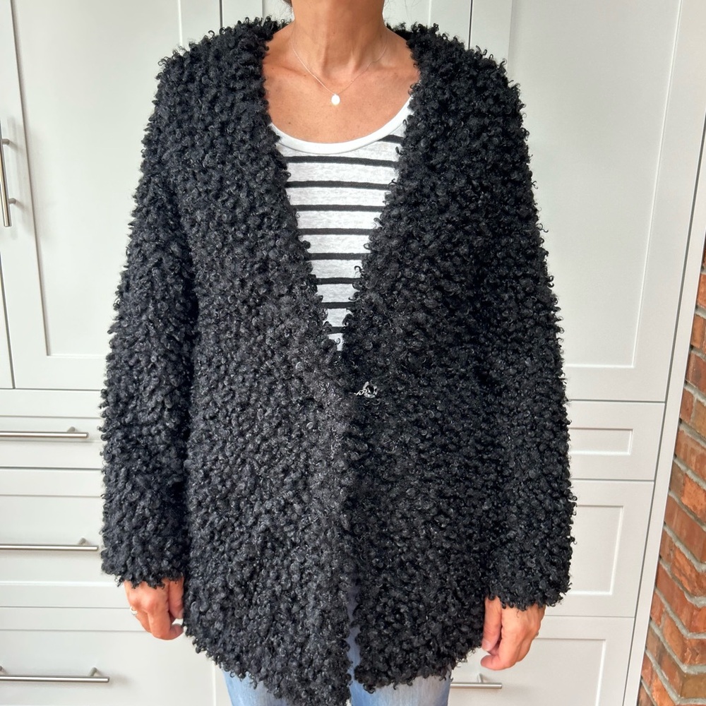 Faux Fur Fuzzy Black Coat